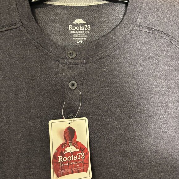 Roots 73 Mens Riverrock Henley Top Dark Charcoal Long Sleeve Large - Picture 2 of 10